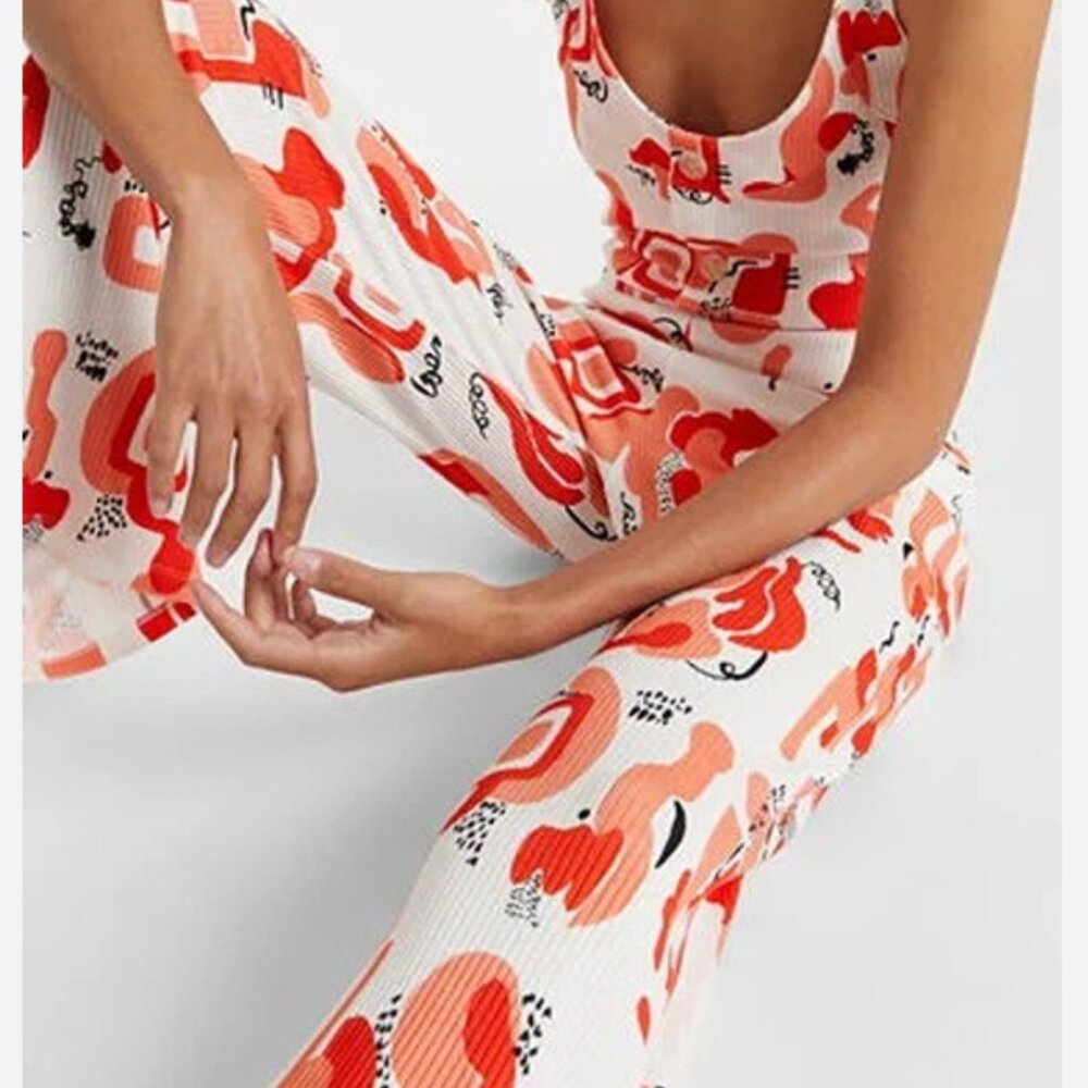 Desigual x Miranda Makarof Trousers Small Abstract Red and White Patterned Pants